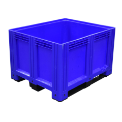 Plastic Pallet Box (Blue, 615L, HDPE, Solid Sides, 1200x1000x765mm)