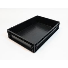 Recycled Euro Stacking Box (25L, Black) 600 x 400 x 120mm 