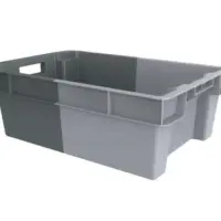 Solid Stacking Storage Container (32L, Dual Dark Grey/Light Grey) 600 x 400 x 200mm
